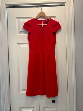 J. Crew Red Cap-Sleeve Fit-and-Flare Dress